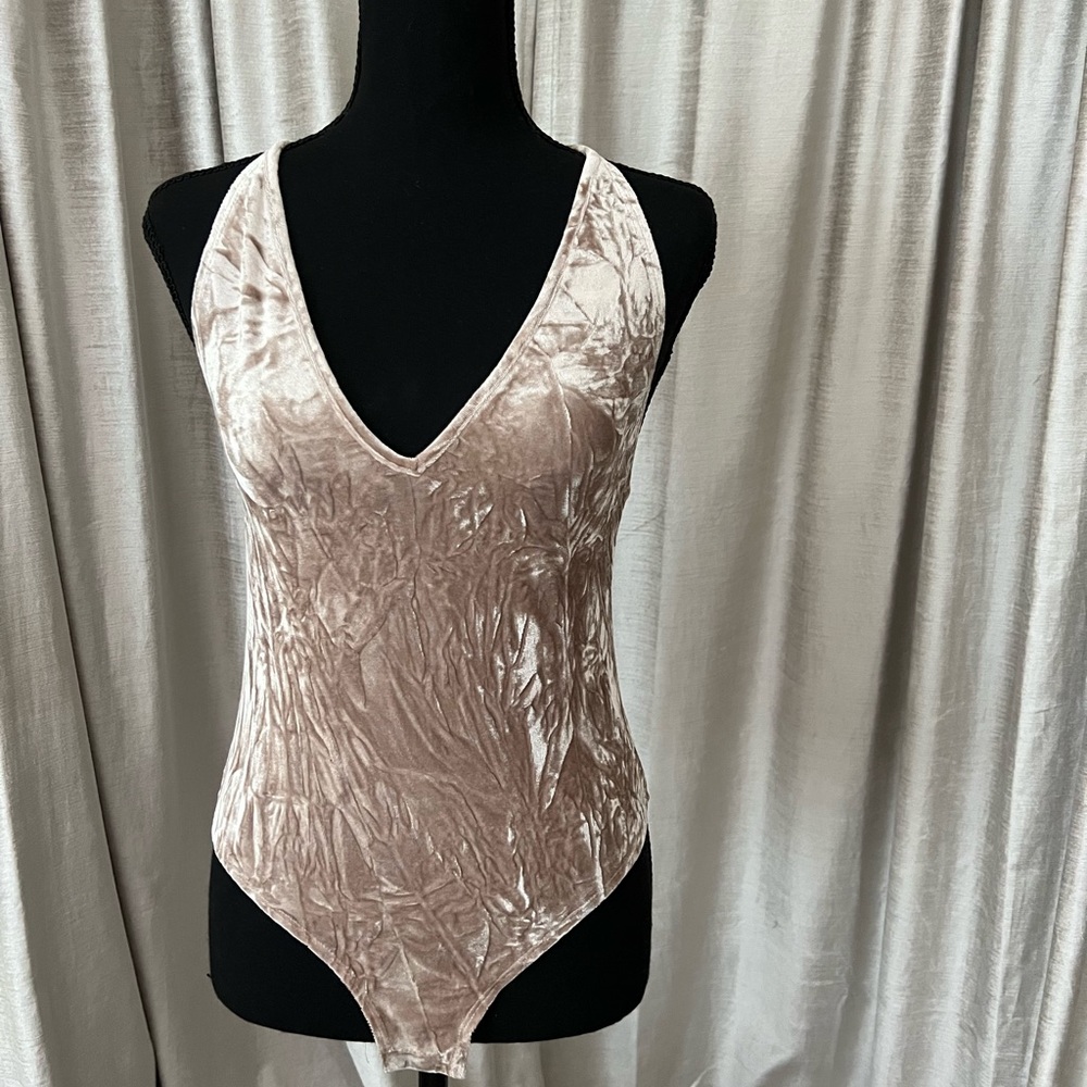 Crinkled Velvet Bodysuit